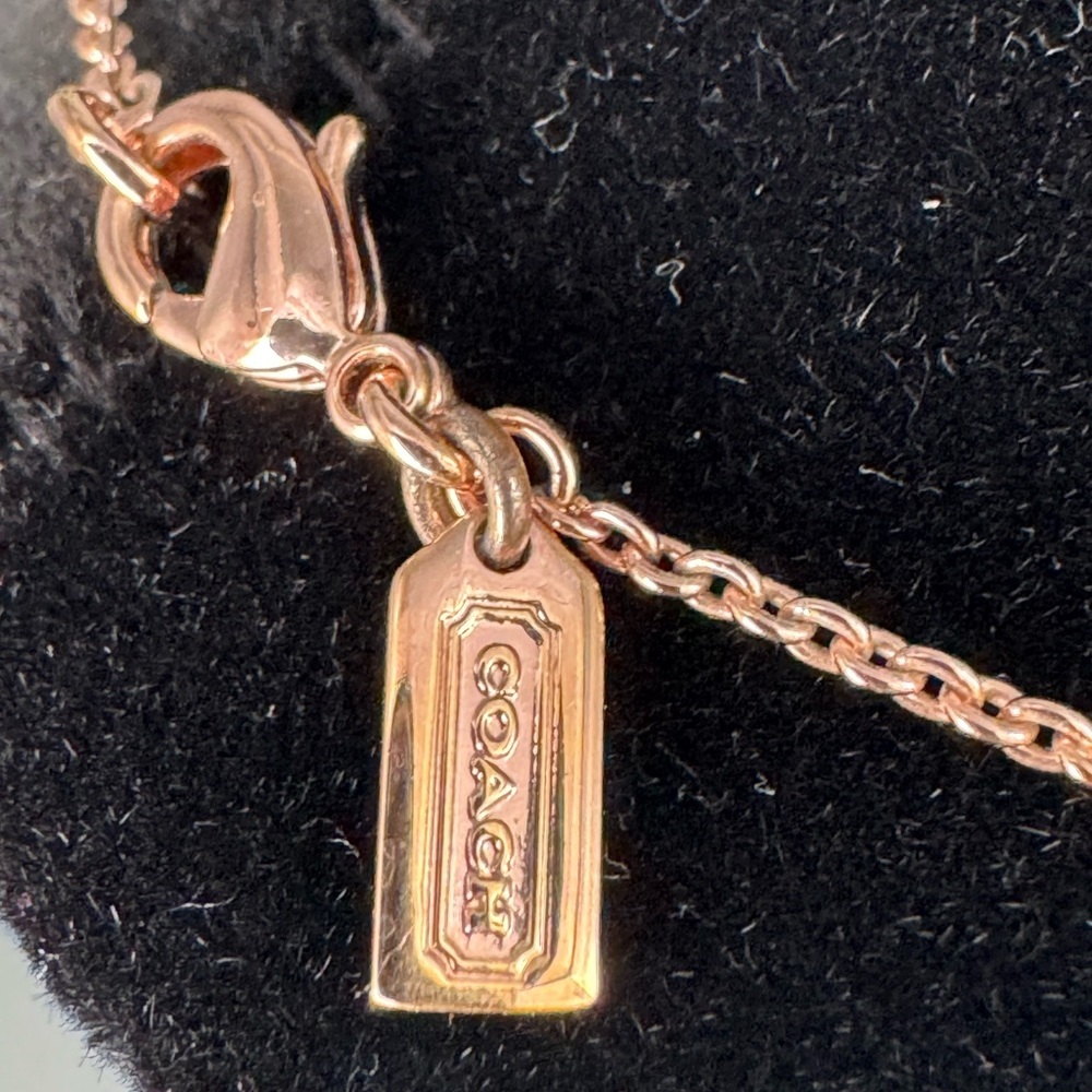 Coach rose‑gold tone heart pendant necklace, dainty chain) - Picture 6 of 7